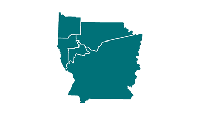 Teal regional map of North Central Idaho highlighting Clearwater, Idaho, Latah, Lewis, and Nez Perce counties.
