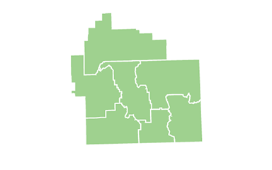 Light green regional map of Southeast Idaho highlighting Bannock, Bear Lake, Bingham, Caribou, Franklin, Oneida, and Power counties.