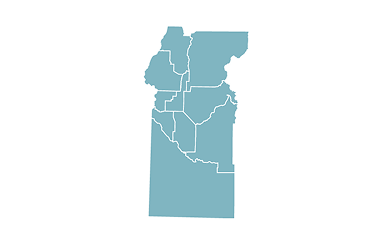 Light blue regional map of Southwest Idaho highlighting Ada, Adams, Boise, Canyon, Elmore, Gem, Owyhee, Payette, Valley, and Washington counties.