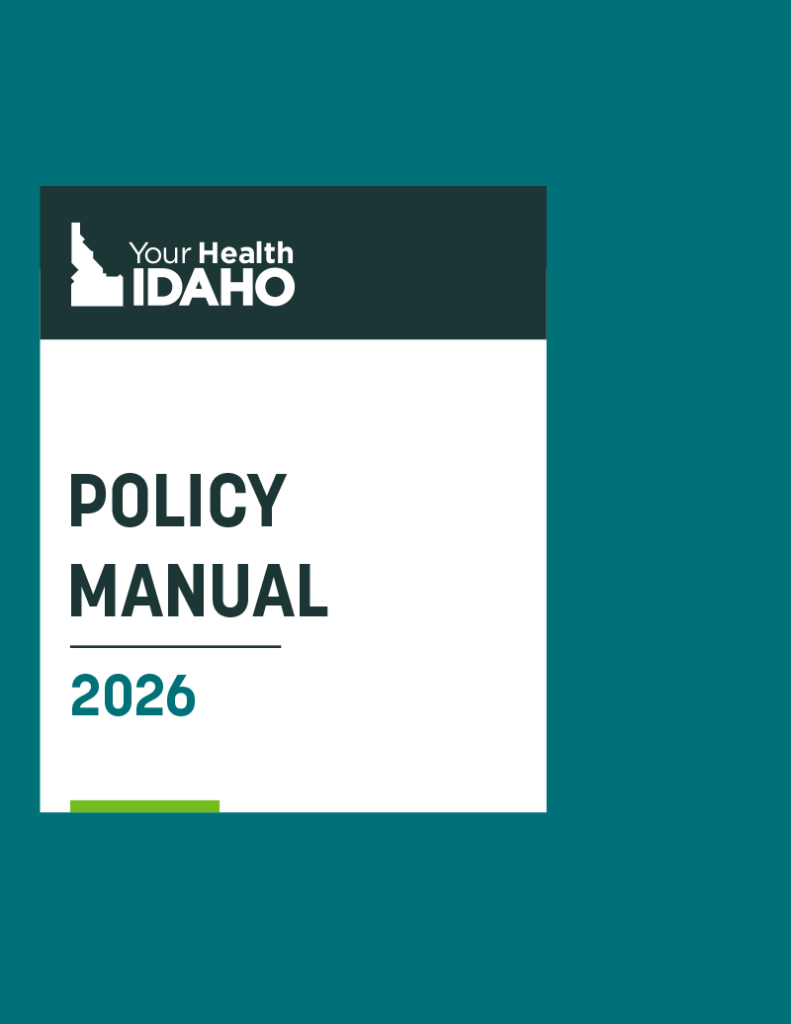 The cover of the Your Health Idaho Policy Manual